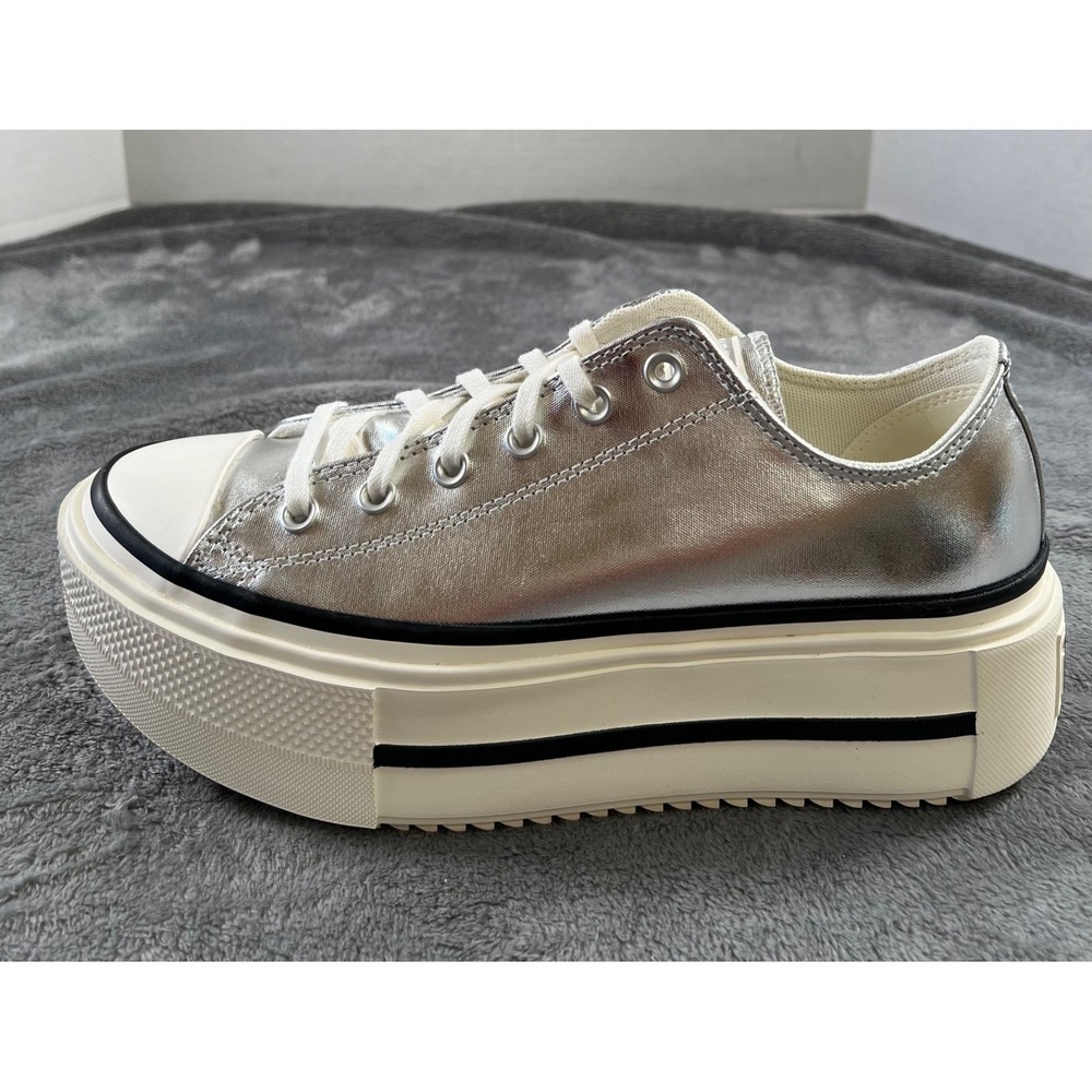 CONVERSE Chuck Taylor All Star Double Stack Platform Sneakers W 11 M 9 Metallic